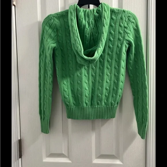 Lime green hoodie zip up sweater W/hot pink horse fits XXS best - Picture 4 of 9